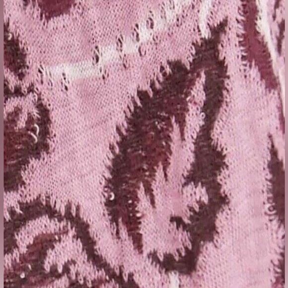 FREE PEOPLE No Ordinary Top Floral Jacquard Puff Sleeve Open Back Crop Sweater - Picture 8 of 9